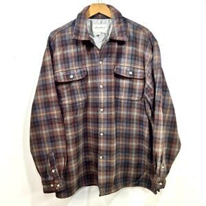 Vintage Eddie Bauer Wool Blend Plaid Flannel Shirt Jacket Mens XL